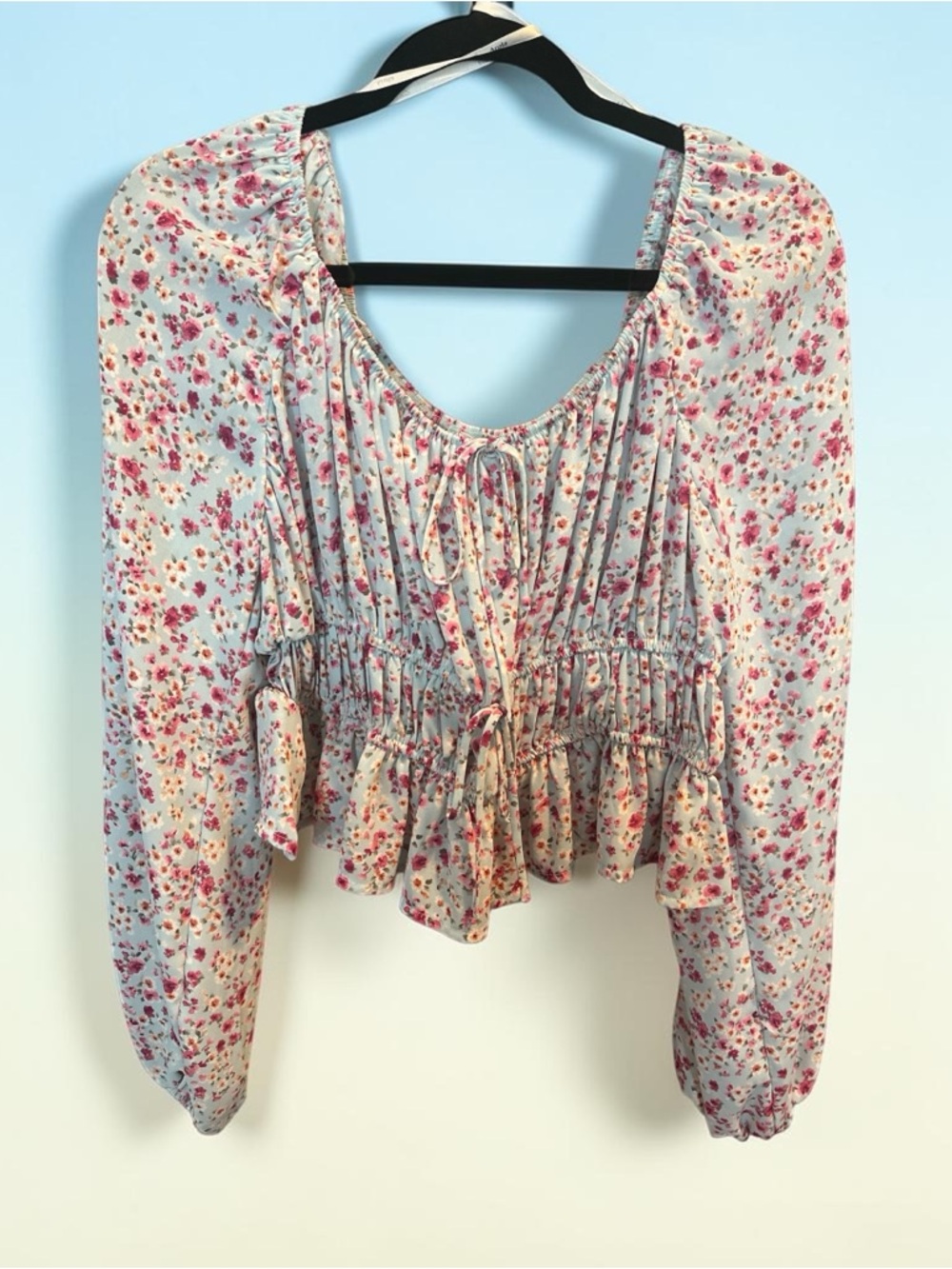ARULA Pink Floral Peasant Top